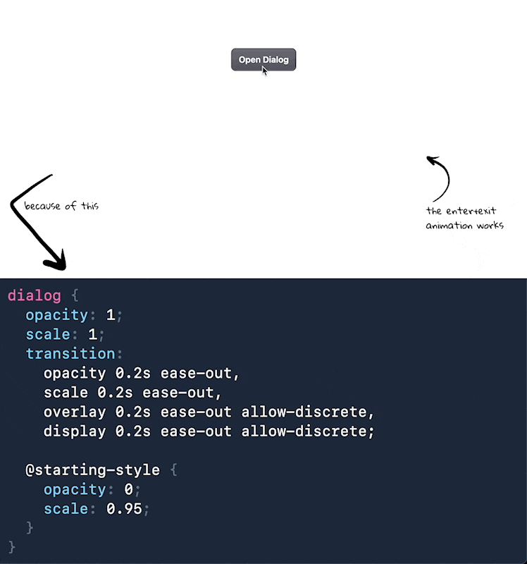 A dialog closing with a smooth fade-out animation